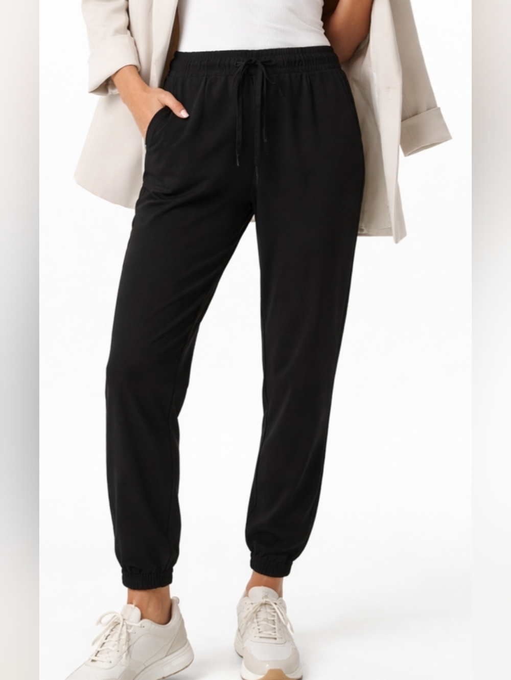 NWT Wildfang Black Empower Drawstring Jogger Cuffs Elastic Waistband Pant Sz M